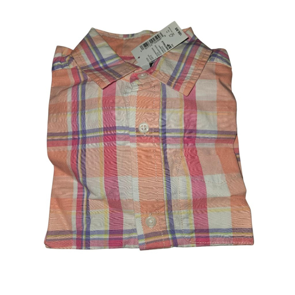 The Children's Place Plaid Button Down Short Sleeve Shirt Boy's Size 5/6 NEW